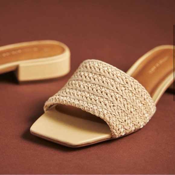 Maeve Cream Woven Mules with Square Toe - Picture 3 of 7
